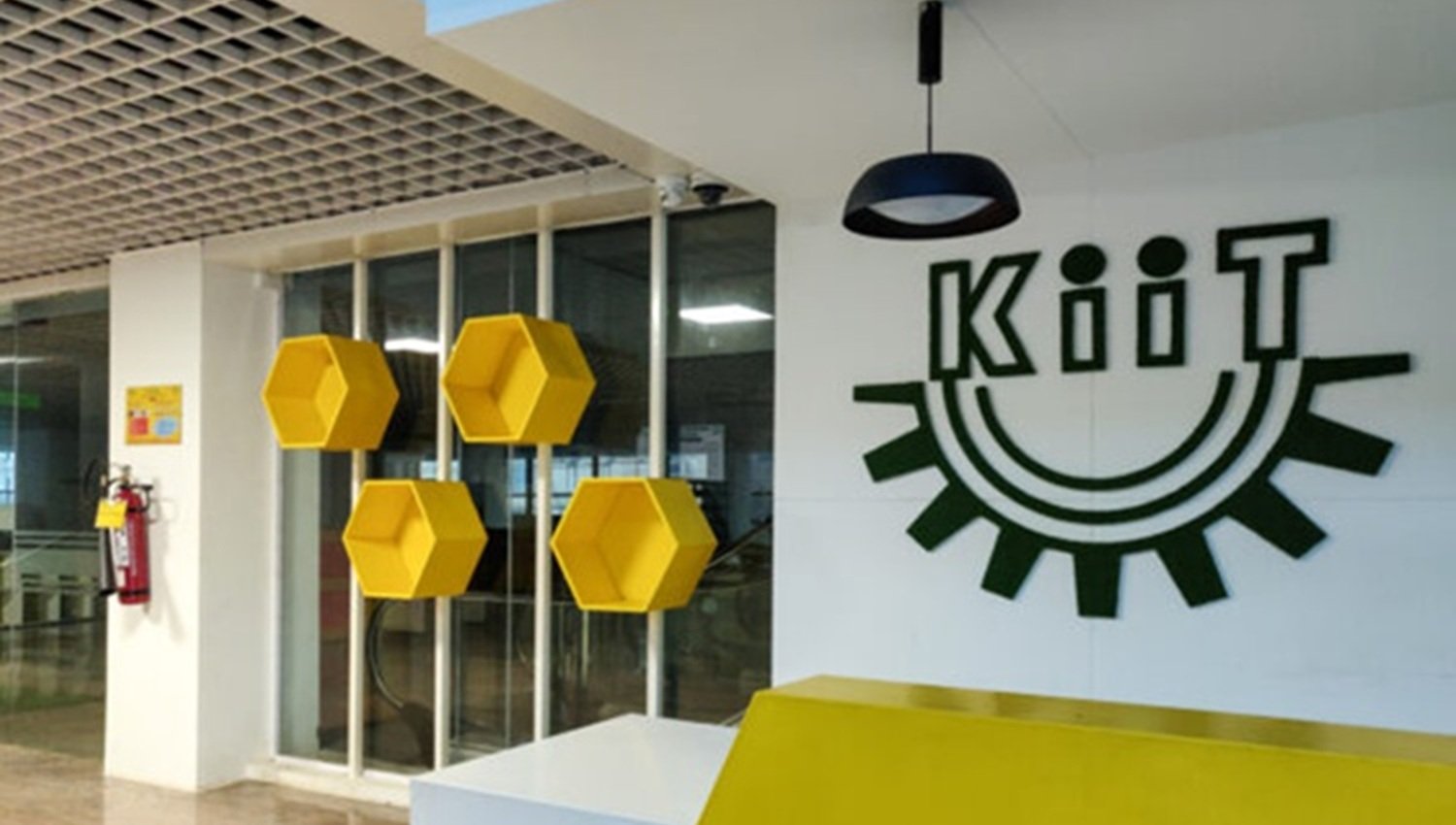 KIIT branding in a campus interior